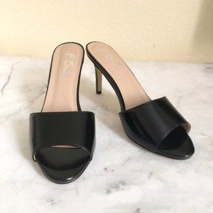 FSJ Size 7 Black Slipper Heel Open Toe